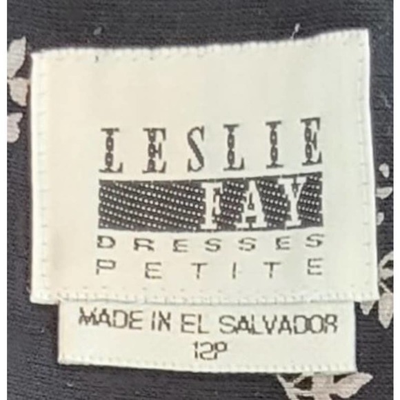 Leslie Fay Womens 12P Short Sleeve Button Up Collared Black Floral Blouse - Picture 2 of 11